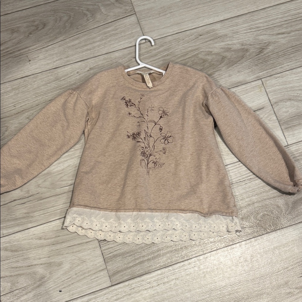 Matilda Jane Tan Long Sleeve with Floral Embroidery